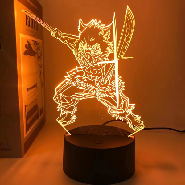 Anime Hashibira Inosuke Lamppu 3D Illuusio Yövalo Led Akryylipaneeli Valot Makuuhuoneen Sisustukseen (16 Väriä Kaukosäätimellä)