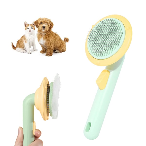 Kattborste självrengörande slickerborste för hundar Katter, sällskapsborsteverktyg tar bort lös underull, mattor, trassligt hår