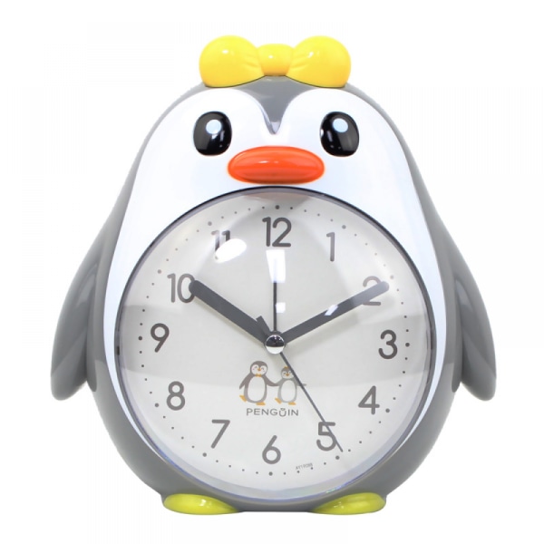 SAYTAY Lasten herätyskello, Sarjakuvaherätyskello Pingviiniherätyskello Yövalo, Opiskelijoiden lasten kodin sisustuspöytäkello (harmaa)