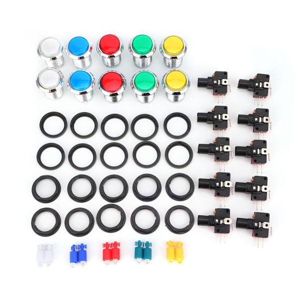 32mm Liten Rund SilverPlated Knapp med Ljus Spelkonsol Knapp Switch Arcade Knapp