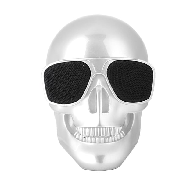 Mini Fashion Skull Bluetooth-høyttaler med støydemping Stereo 5W Bluetooth Subwoofer - Hvit