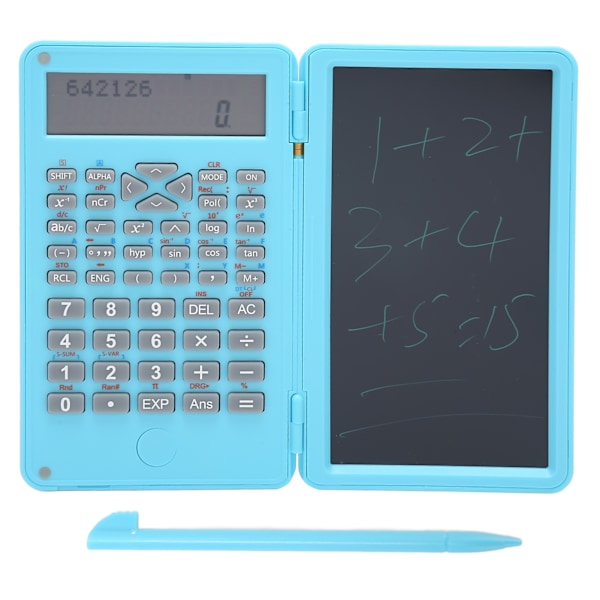 Calculator with Notepad Portable 10 Digits LCD Display Scientific Calculator for School Office Meetings and Family Sky Blue