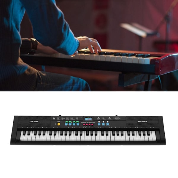 Keyboard Piano Instrument 61 Tangenter Elektrisk Multifunktionel med USB-kabel Mikrofon MQ6189