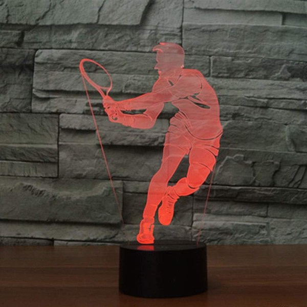 3D Optisk Illusions Fargerik Nattelykt Tennis Touch USB LED Skrivebordslampe