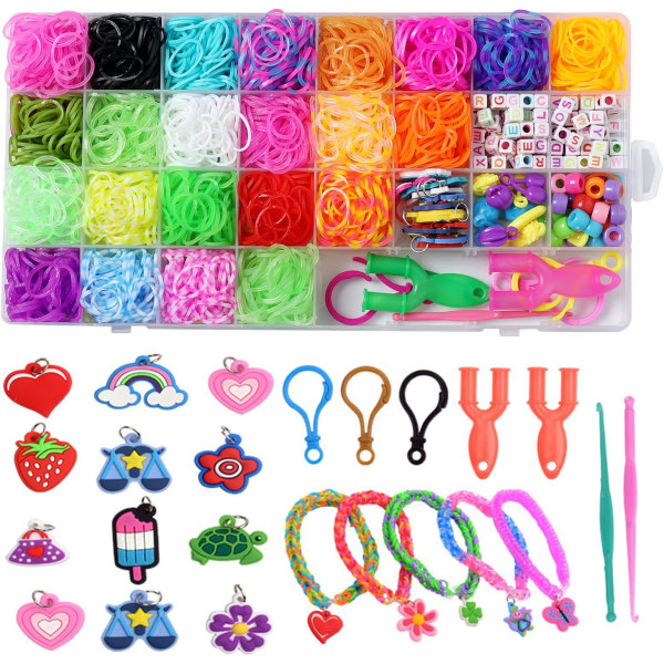 3600+ Gummiband Armband Kit, Loom Gummiband Påfyllningsset, Loom Armband Kit DIY Tillverkningsset för Barn födelsedagspresenter