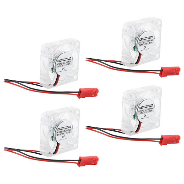 4 Set Kylfläkt för Raspberry Pi 4B LED Blått Ljus Kylare Radiator Datortillbehör Delar Separat Fläkt