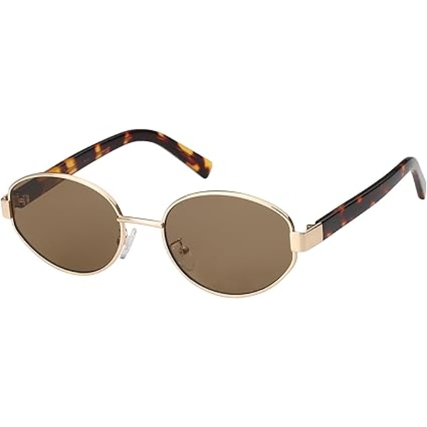 Retro soikeat aurinkolasit naisille ja miehille, design-aurinkolasit, klassiset sävyt, UV400-suoja Gold/Brown