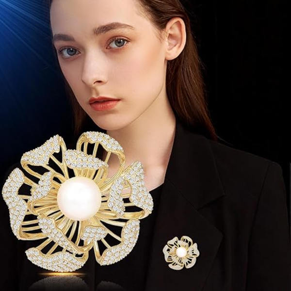 Pins for kvinners mote, skinnende snøfnugg store vakre blomsterbrosjer smykker for kvinner blomsterserie brosjer og nåler designer damekostyme Lotus