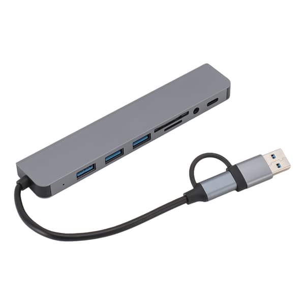 8 i 1 USB C Hub Multifunktionel Kortlæser USB 3.0 Dockingstation til Telefon Tablet
