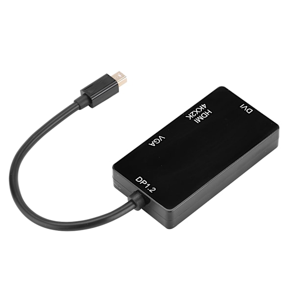 3 i 1 4K×2K bærbar Mini Display Port / Thunderbolt til HDMI VGA DVI Adapter Converter Svart