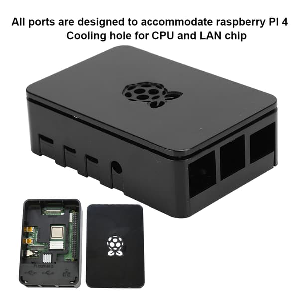 ABS-kabinet V4-boks Strømadapter 3 stk. Kølesæt til Raspberry Pi 4 (sort)