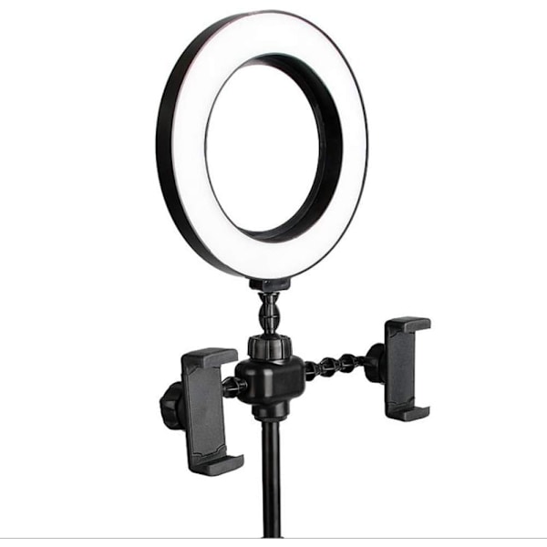 HayKee 16CM Selfie Rengasvalo Jalustalla ja Puhelinpidikkeellä Live-Striimausta, YouTube-Videoita/Valokuvausta Varten. Monitoiminen LED-Rengasvalo