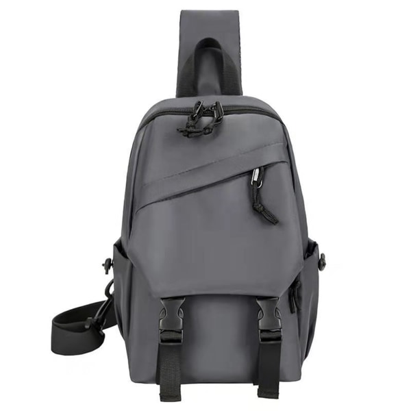 Bryst Skulder Rygsæk Multi Lommer Stor Kapacitet Justerbar Rem Nylon Sport Sling Taske  Gratis Størrelse Grey