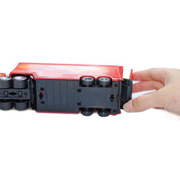 Bilhistorie: Francesco container F1 racerkører onkel MAC legering børns legetøjsbilmodel gave (McQueen bil + 95 containerbil)