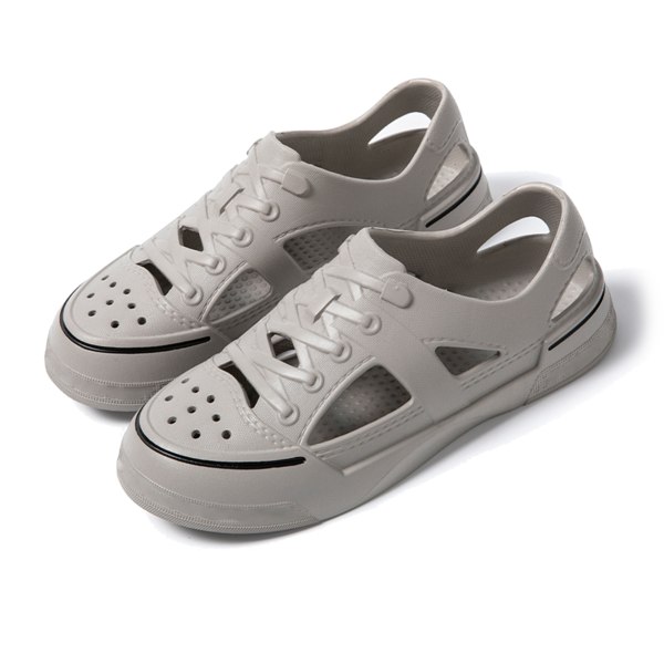 Miesten reiälliset kengät, rennot EVA-materiaalista valmistetut, kevyet, vedenpitävät, hengittävät, ontto-reiälliset miesten kengät rannalle, vaaleanharmaat, koko 42 Light Gray 42