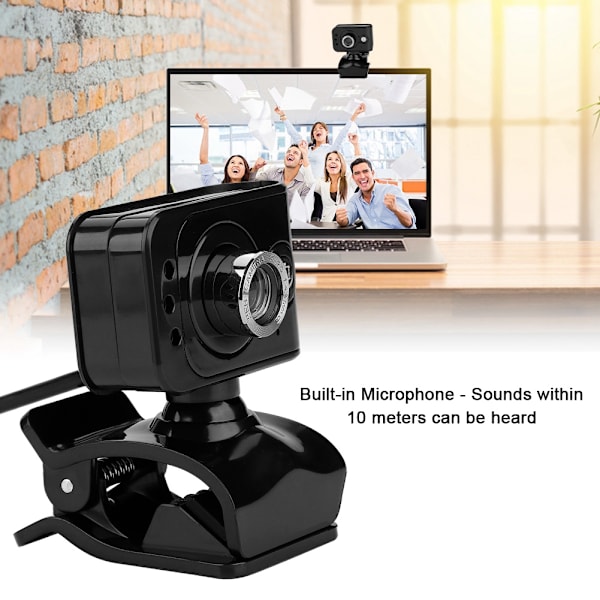 USB2.0 med MIC 12MP HD Webcam Webkamera Cam LED Lys Nattesyn til Computer PC Bærbar til
