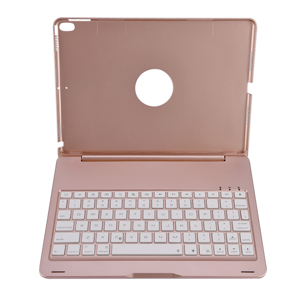 7-färgat bakgrundsbelyst Bluetooth trådlöst tangentbord med foliofodral för iPad Pro 10,5\" roséguld
