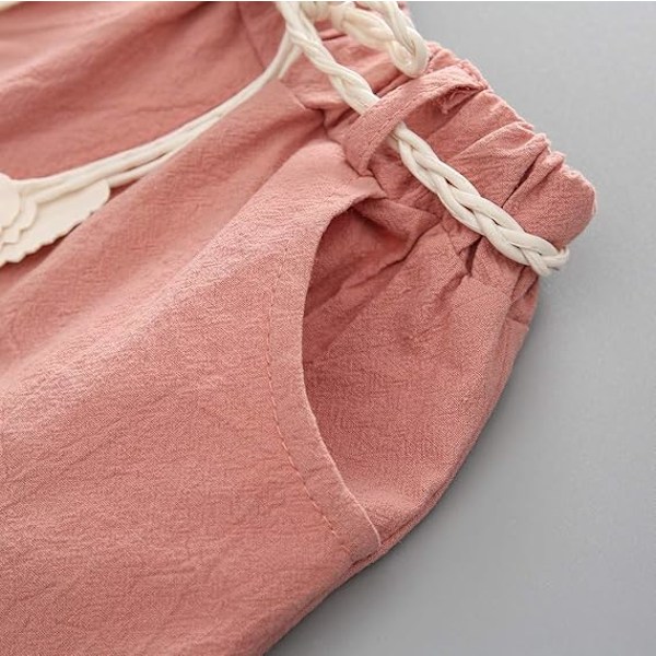 Vauvan taaperotyttöjen vaatteet Vesimeloni T-paita Topit Pellavashortsit Asut Söpöt kesäshortsisetit pink 90cm