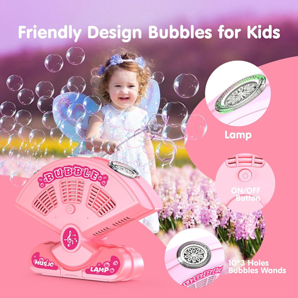 Bubbelmaskin - Automatisk fläktformad bubbelblåsmaskin - 10 000 bubblor per minut, bubbelmaskin för barn, portabla bubbelmaskinsleksaker blue