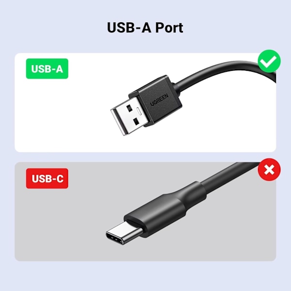 UGREEN USB-A til Ethernet-adapter, 10/100 Mbps nettverksadapter, RJ45 kablet LAN Internett-adapter for bærbar PC, svart