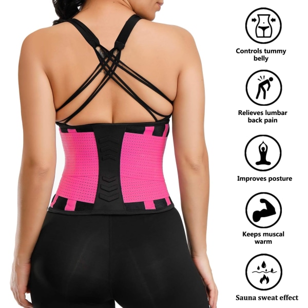 Midjetrenerbelte for kvinner - Midjetrener - Slankende body shaper-belte - Sport magebelte (UP Graded) Pink XXL