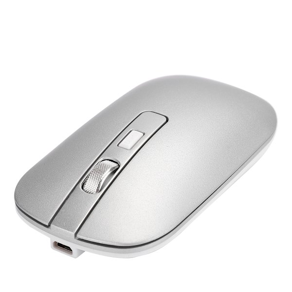 2.4G trådlös mus ergonomisk 1600 DPI hög upplösning USB laddning datortillbehör silver