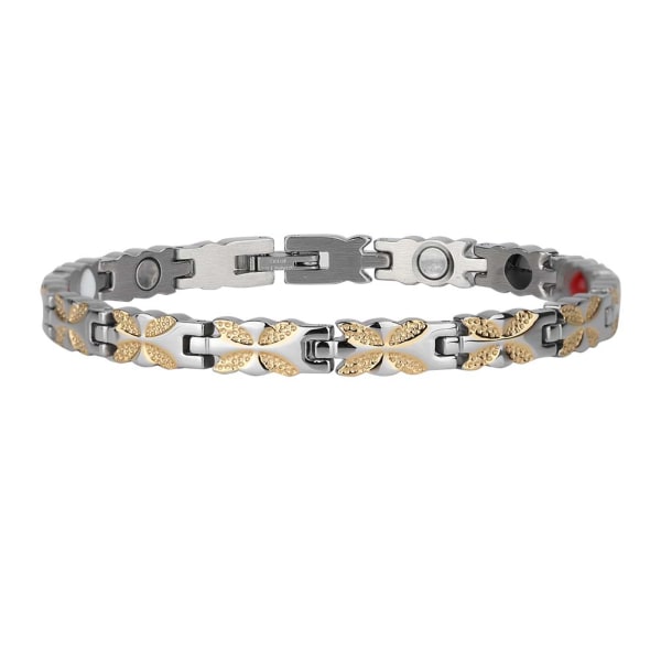 Fashion Dam Stål Blomformad Armband Smycken (Silver)