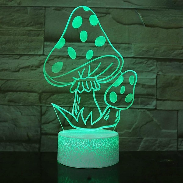3D Sopp Nattlys Lampe Illusions Nattlys 16 Farge Skiftende Bord Skrivebord Dekor Lamper Gave med Akryl Flat ABS Base USB Kabel Leke