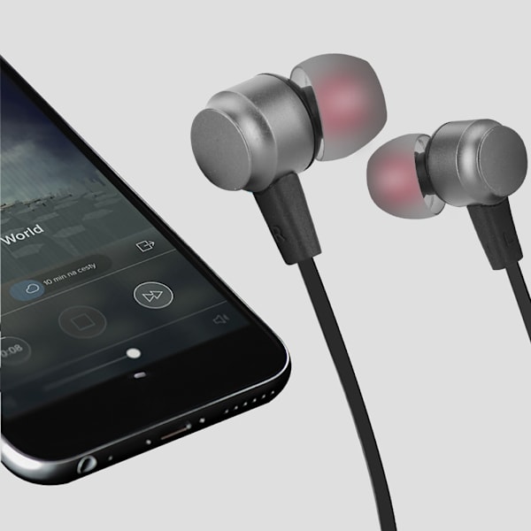 Nakkehengende magnetisk headset sport løpende BT headset øretelefon (grå)