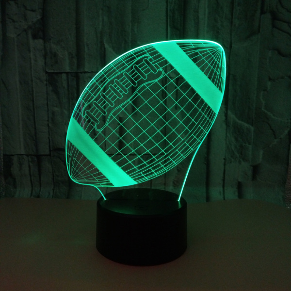 Qinwei Fotboll 3D Nattljus 3D Illusionslampa för pojkar 16 Byta färg Fjärrkontroll Fotboll Barnrumsdekorlampor（Stil D）