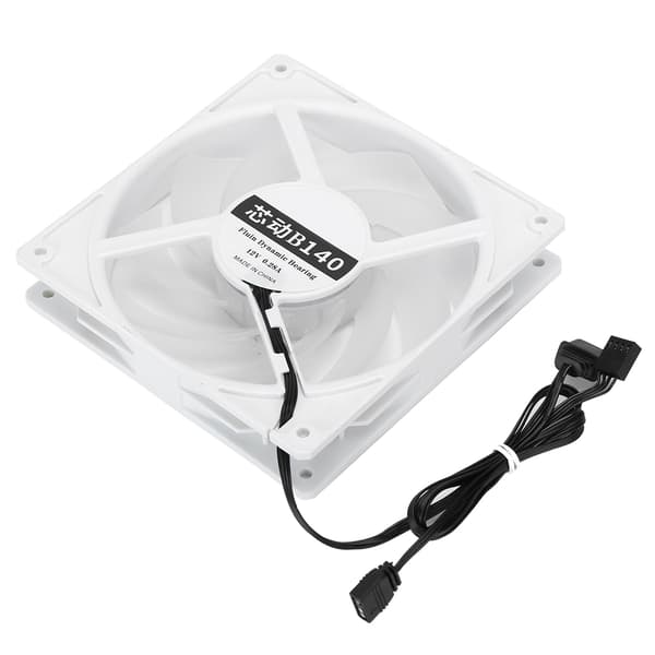 14cm 2000RPM Køleventilator Lav Støj Køler 4‑Pin PWM Header Interface til ARGB Desktop ComputerHvid