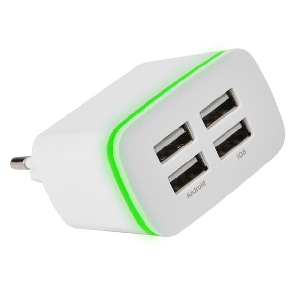 Universal 4-ports USB-oplader til smartphone og tablet