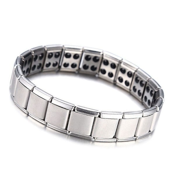Magnetic Therapy Bracelet Fashionable Double Row Alloy Magnetic Health Bracelet for Reducing Tension Silver