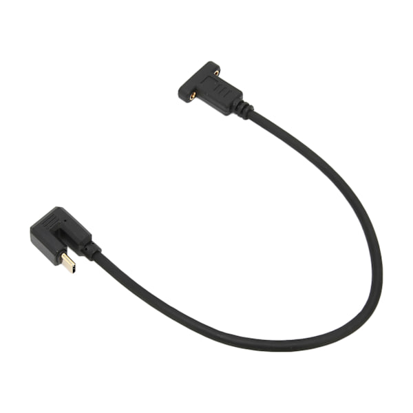 USB-kaapeli 0,3 m USB 3.1 Type-C uros naaras 10 Gbps U-tyyppinen kyynärpää paneelikiinnitysruuvin reiällä autodatakaapeli