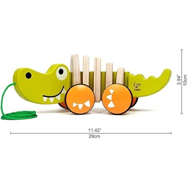 Hape E0348 Walk-A-Long Croc - Träleksak i form av krokodil att dra