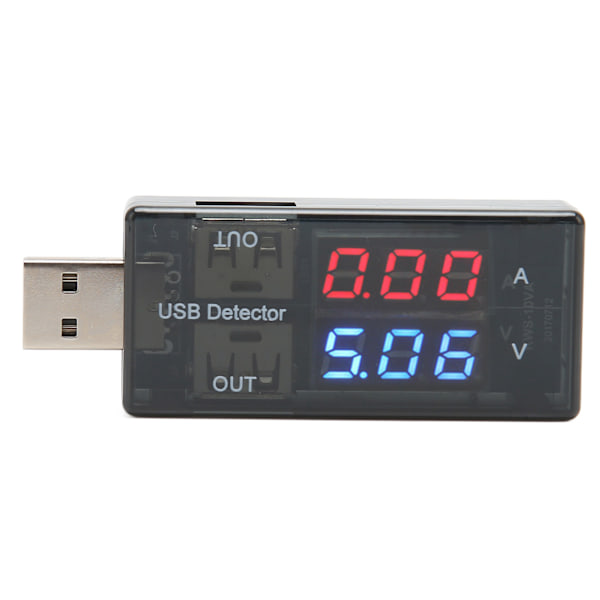 Kaksois-USB-testeri 1 sisään 2 ulos LCD-virtamittari jännitteenmittari multimetri matkapuhelimille tableteille kannettaville tietokoneille autolaturille