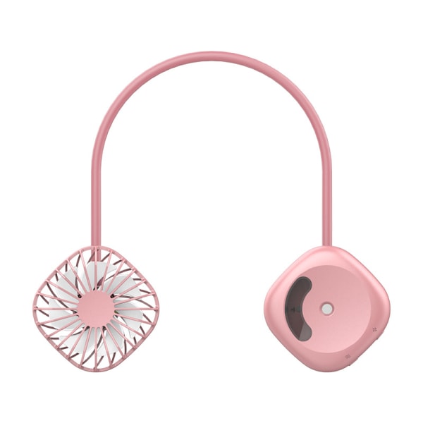 USB-halsventilator Håndfri personlig doven halsbøjleblæser, bærbar genopladelig mini bærbar sportsventilator, 3-trins køleventilator Cherry Blossom Powder