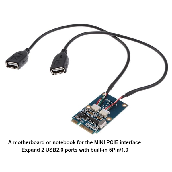 MINI PCI-E til 2-Port USB2.0 5Pin Konverter Extender Kort Laptops Udvidelsesadapter Kort