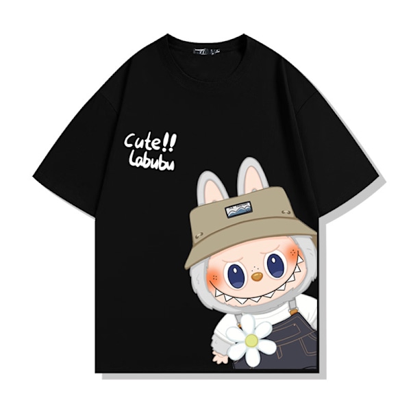 Labubu Bomulls T-shirt Kort Ärm för Vuxna & Barn - Mjuka och Andningsbara Vardagstoppar - Unisex Stilren Design - Lämplig för Daglig Användning Black 130