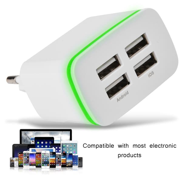 Universal 4-ports USB-oplader til smartphone og tablet