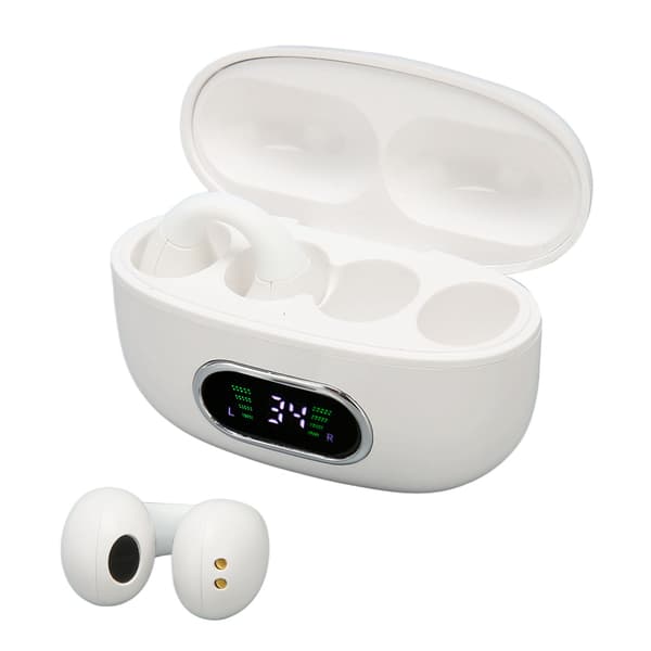 Bluetooth-oversettelsesøretelefon 144 språk Stereo Clip On oversettelsesørepropper med ladeetui for Android for IOS Hvit