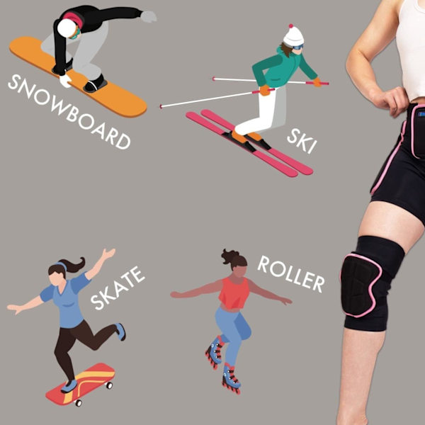 Vadderade Shorts Knäset | Dam Vintersporter Skidåkning Snowboard 3D Impact Pad | Justerbar Andningsbar Skyddsutrustning Rumpa Höft Knäskydd L