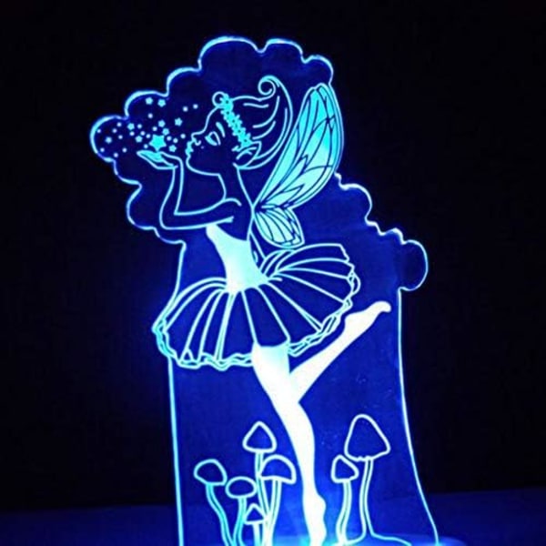 3D Ballet Engel Ving Natlys Lampe Illusion Nat Led 7 Farve Skiftende Berøringskontakt Bord Skrivebord Dekoration Lamper Gave med Akryl Flad USB Ca