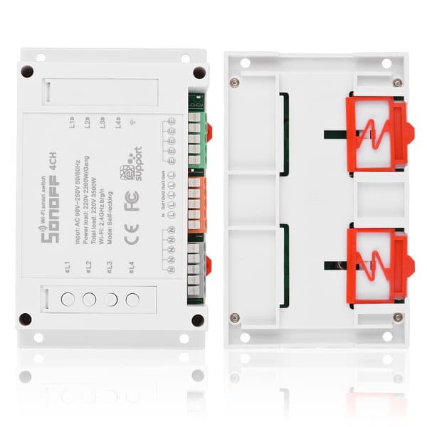 4-kanals montering Smart Home WiFi-bryterkontaktmodul Timer AC 90-250V for Android/iOS-telefon