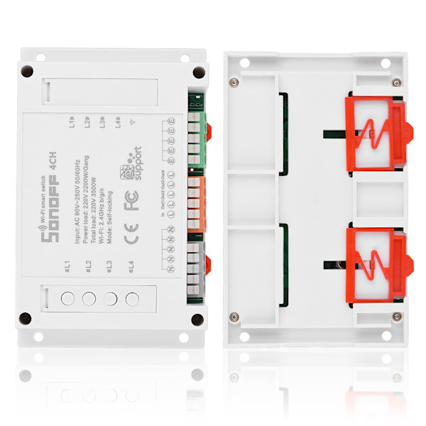 4-kanals montering Smart Home WiFi-stikkontaktmodul Timer AC 90-250V til Android/iOS-telefon