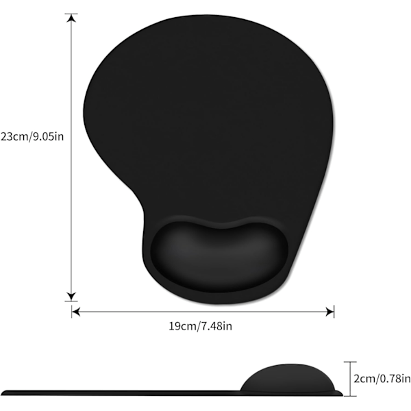 Ergonomisk musmatta med handledsstöd, musmatta med bekväm gelhandled och halkfri PU-bas grey