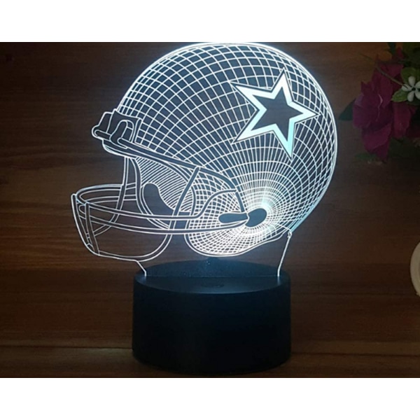Fotballhjelm nattlys 7 farger LED, 7 farger gradvis endring berøringssensor USB bordlampe for feriegaver eller hjemmedekorasjoner