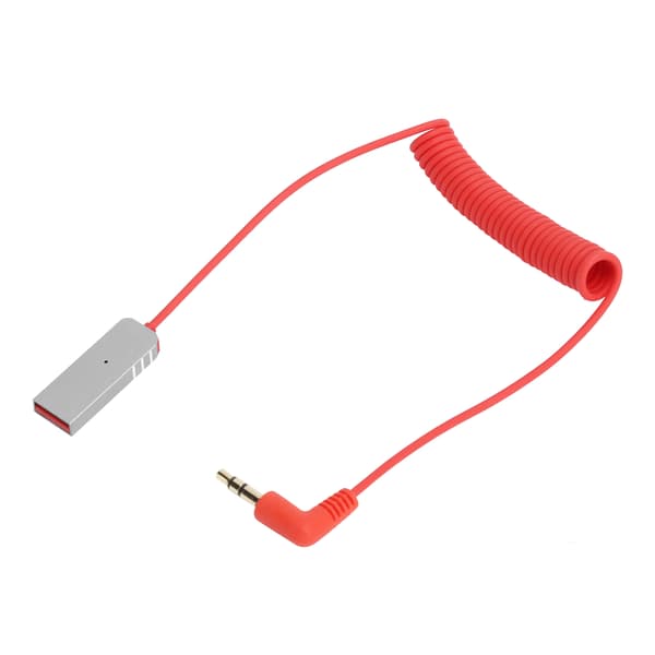 Bil/hjem Bluetooth 5.0 spolekabeladapter USB-mottaker Mini 3,5 mm Aux lydadapter rød