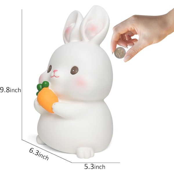 Okrossbar Spargris för Flickor, Söt Plastkanin Spargris Myntburkar för Barn Pojkar Baby Flicka Påskkanin Presenter