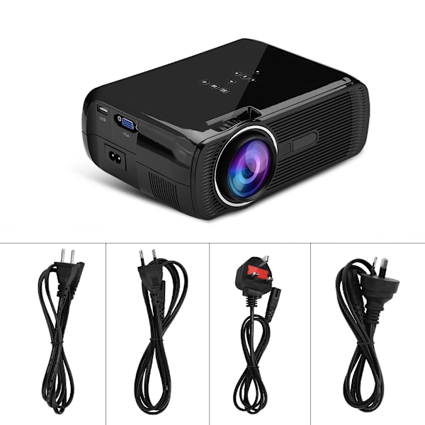 Mini Projector 1080P HD Home Theater with HDMI USB SD VGA AV TV Port Black